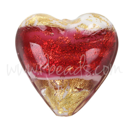 Kaufen Sie Perlen in Deutschland Murano Glasperle Herz Pink und Gold 20mm (1)