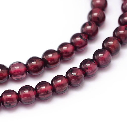 Kaufen Sie Perlen in Deutschland Natürliche Granat-Runde Perle 3mmx1 - 130 / Strang - 40 cm (1 Strang)