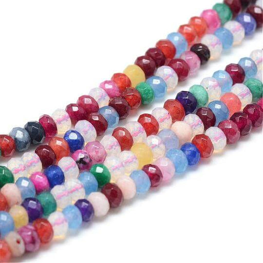 Kaufen Sie Perlen in Deutschland Facettierte Perlen in Jade getönten Mischfarben 4X3 mm - Loch: 0,6 mm (1 Strang)