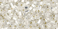 cc21 - Toho triangle perlen 2.2mm silver lined crystal (10g)