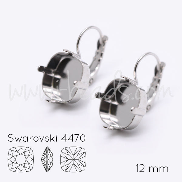 Ohrringfassung für Swarovski 4470 12mm Rhodium (2)