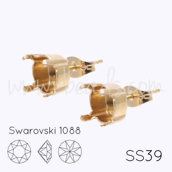 Ohrsteckerfassung für Swarovski 1088 SS39 gold-plattiert (2)