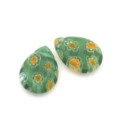 Kaufen Sie Perlen in Deutschland Millefiori Drop 14mm GRUN (2)