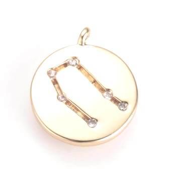 Kaufen Sie Perlen in Deutschland Sternbild-Sternzeichen Charm Messing vergoldet und Zirkonia Zwillinge 13x11x1,5mm -soldiert pro Einheit