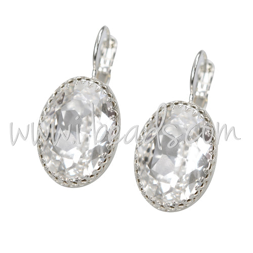 Vintage Ohrringfassung für Swarovski 4120 18x13mm silber-plattiert (2)