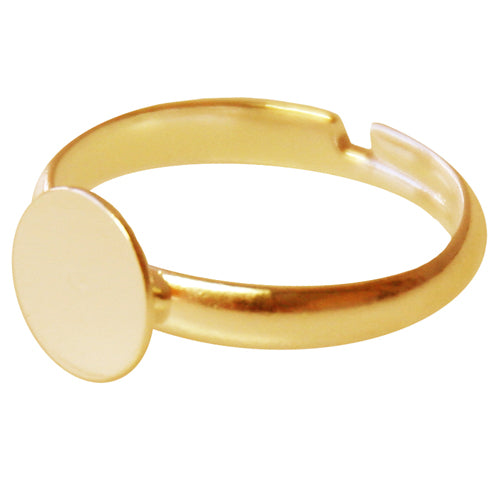 Kaufen Sie Perlen in Deutschland Ring mit Platte Verstellbar 8mm Goldfarben (1)