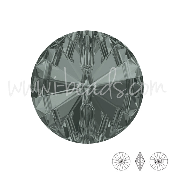 3015 Swarovski runder knopf black diamond 12mm (2)