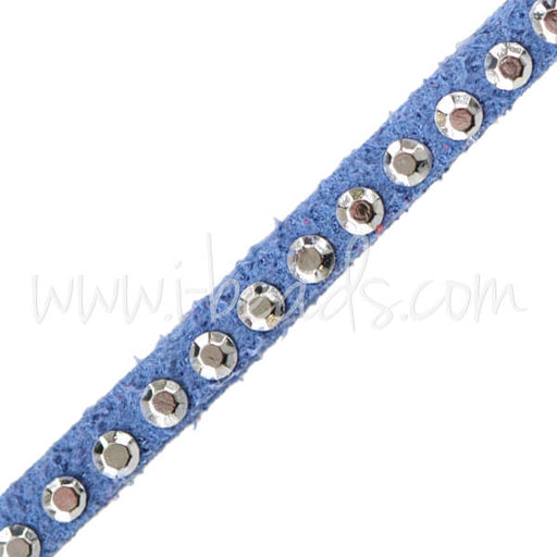 Velourlederband mit Nieten Blau 3mm (1m)