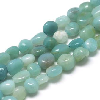Kaufen Sie Perlen in Deutschland Runde Nugget Perlen Amazonit 8-12 mm loch 0.8mm  (1 strand)