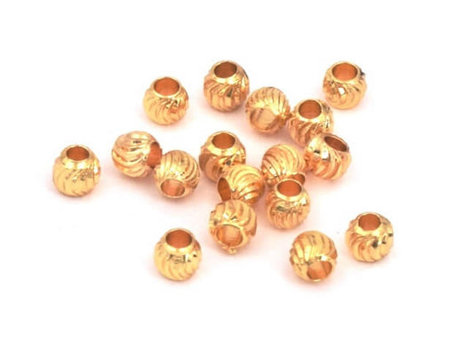 Heishi Perlen gestreift 4mm vergoldet Messing Qualitat - Loch : 1mm (10)