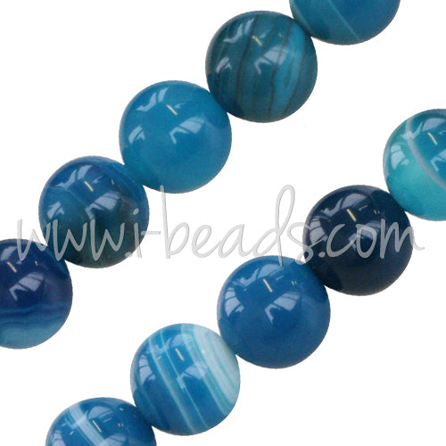 Streifenachat Blau Runde Perlen 8mm am Strang (1)