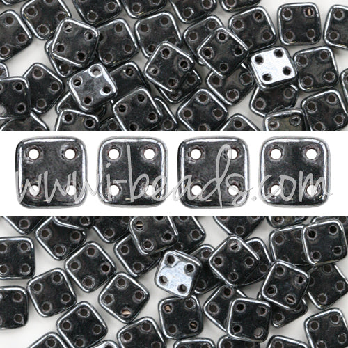 Kaufen Sie Perlen in Deutschland 4 Loch Perlen CzechMates QuadraTile 6mm Hematite (10g)