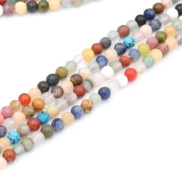 Kaufen Sie Perlen in Deutschland Mehrfarbige gemischte Edelsteine 4mm (1 strang)