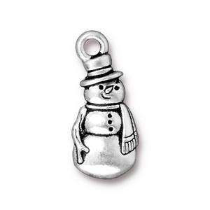 Kaufen Sie Perlen in Deutschland Schneemann Anhänger Antik Metall versilbert 22mm (1)