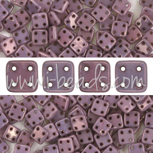 4 Loch Perlen CzechMates QuadraTile 6mm Luster Opaque Lilac (10g)