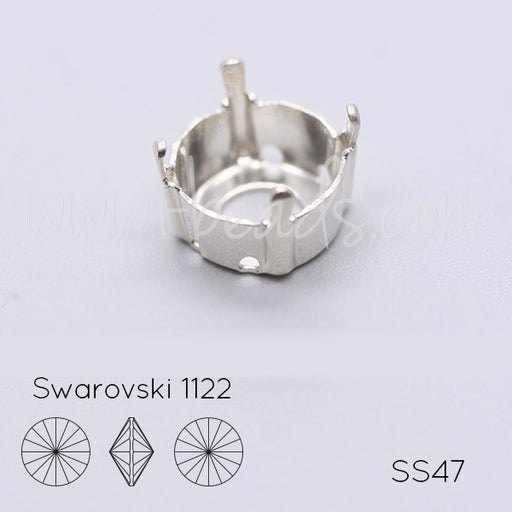 Aufnähfassung für Swarovski 1122 Rivoli SS47 silber-plattiert (2)