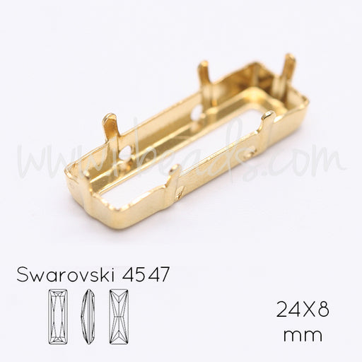 Aufnähfassung für Swarovski 4547 Princess Baguette 24x8mm gold-plattiert (1)