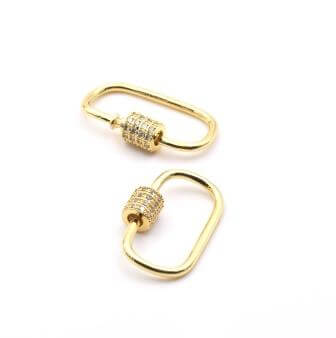 Kaufen Sie Perlen in Deutschland Ovaler Anhänger mit Zirkonia-Verbindungsmutter Gold Farbe 25x13mm (1)