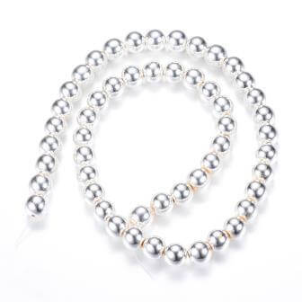 Kaufen Sie Perlen in Deutschland Rekonstituierte Hämatitperlen Versilbert 2mm - 1 Reihe - 200 Perlen (verkauft; 1 Strang)