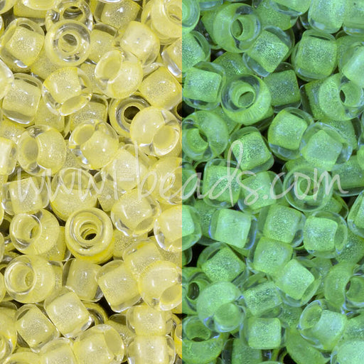 Kaufen Sie Perlen in Deutschland cc2721 - Toho Rocailles Perlen 8/0 Glow in the dark yellow/bright green (10g)