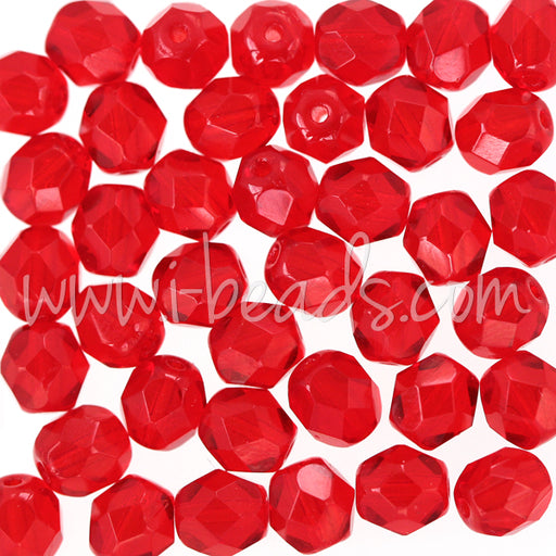 Glasschliffperlen siam ruby 6mm (50)