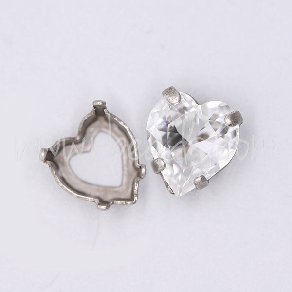 Aufnähfassung für Swarovski 4831 Herz 11mm antik silber-plattiert (2)
