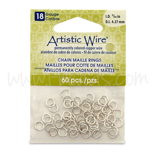 Beadalon 60 artistic draht chain-maille-ringe versilbert mit anlaufschutz 18 kaliber 4.37mm (1)