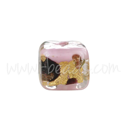 Kaufen Sie Perlen in Deutschland Murano Glasperle Würfel Pink Leopard 6mm (1)