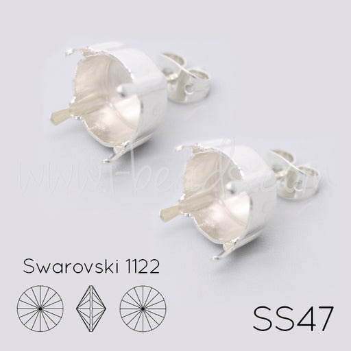 Kaufen Sie Perlen in Deutschland Ohrsteckerfassung für Swarovski 1122 SS47 silber-plattiert (2)
