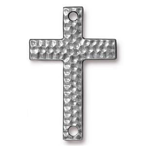 Kaufen Sie Perlen in Deutschland Hammerschlag Kreuz versilbert 25x40mm (1)