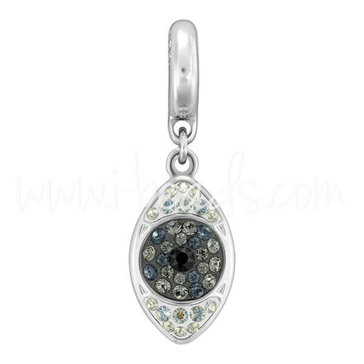 Kaufen Sie Perlen in Deutschland Swarovski 86564 BeCharmed pavé eye charm 14mm rhodium jet hematite-black diamond (1)
