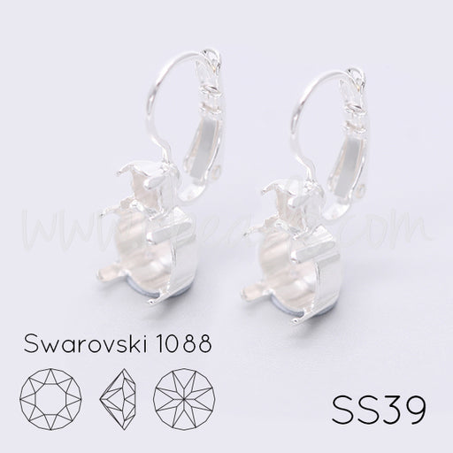 Ohrringfassung für Swarovski 1088 SS39 und 4mm-pp31-SS19  silber-plattiert (2)