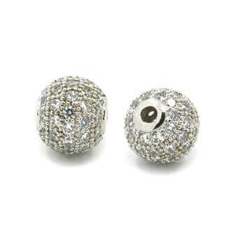 Kaufen Sie Perlen in Deutschland Runde Perle besetzt mit Zirkonen Platinum Messing 6x1,5 mm (1)