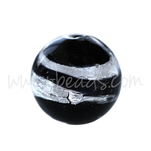 Kaufen Sie Perlen in Deutschland Murano Glasperle Rund Schwarz und Silber 10mm (1)