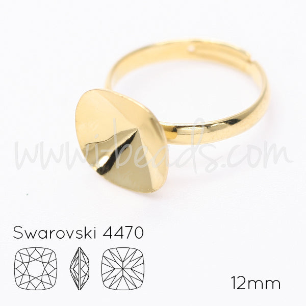 Verstellbare vertiefte Ringfassung für Swarovski 4470 12mm gold-plattiert (1)