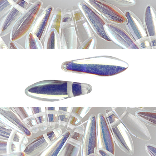 2 Loch Perlen CzechMates Daggers crystal AB 5x16mm (50)
