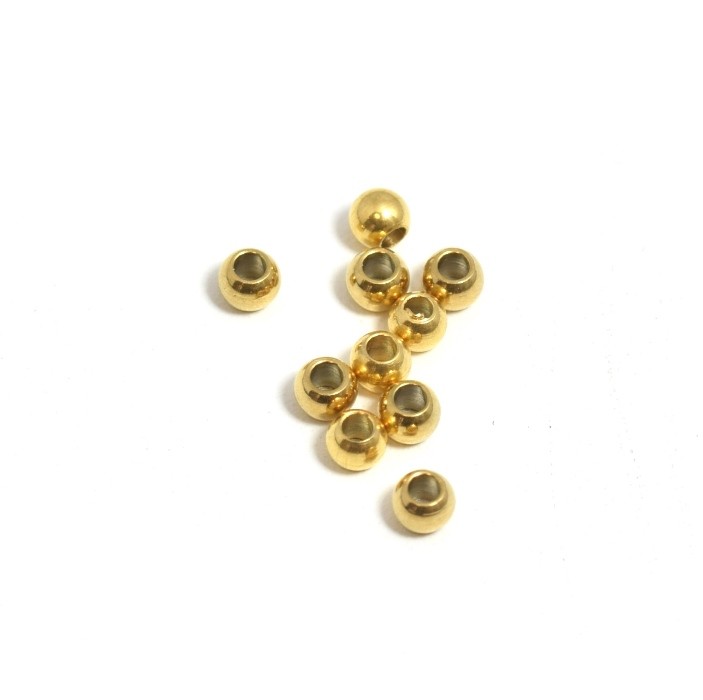 Edelstahl runde Perlen, GOLDEN Stahlfarbe - 3x2mm Loch 1,2mm (25)