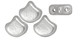 Kaufen Sie Perlen in Deutschland Matubo Ginko leaf matte metallic silver 7.5mm 2 holes (10)