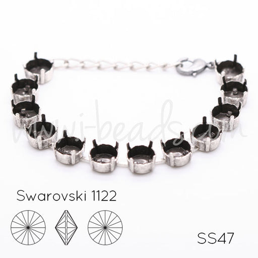 Kaufen Sie Perlen in Deutschland Armbandfassung für 12 Swarovski 1122 Rivoli SS47 antik silber-plattiert (1)