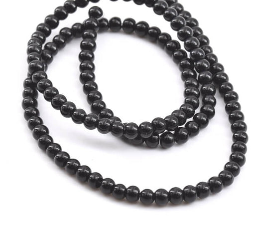 Kaufen Sie Perlen in Deutschland Schwarzer Onyx  runder perlenstrang 3 mm -38cm - 135 perlen   (1 strang)