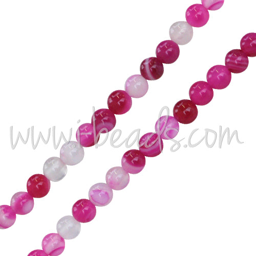 Streifenachat Pink Runde Perlen 4mm am Strang (1)