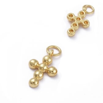 Kaufen Sie Perlen in Deutschland Charm  Anhänger Kreuz aus 18 Karat vergoldetem Messing - 12mm (1)
