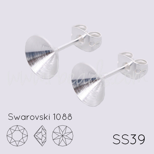 Vertiefte Ohrsteckerfassung für Swarovski 1088 SS39 silber-plattiert (2)