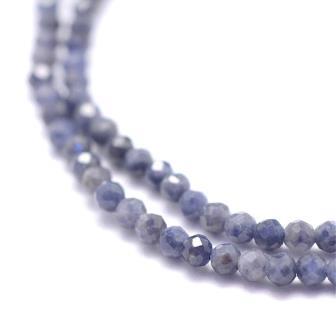 Rohe natürliche Saphir AA Perlen, facettiert, rund, A, 2,5 mm - 178 Perlen (1 strang)