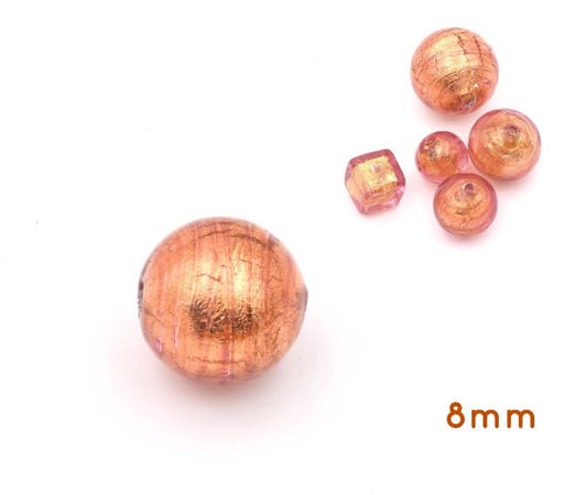 Kaufen Sie Perlen in Deutschland Murano Glasperle Rund copper und Gold 8mm (1)