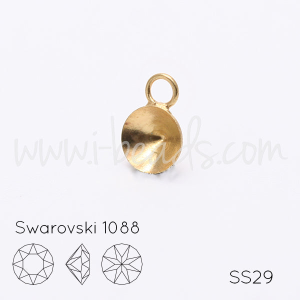 Vertiefte Anhängerfassung für Swarovski 1088 SS29 gold-plattiert (1)