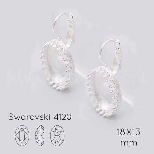 Kaufen Sie Perlen in Deutschland Vintage Ohrringfassung für Swarovski 4120 18x13mm silber-plattiert (2)
