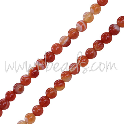 Streifenachat Orange Runde Perlen 4mm am Strang (1)