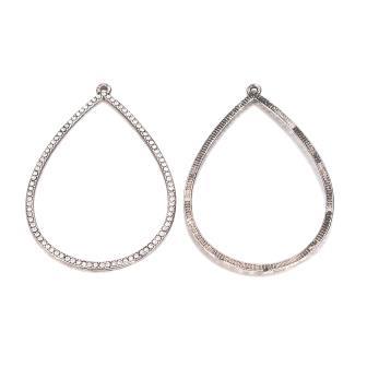 Kaufen Sie Perlen in Deutschland Versilberter Strass Drop Anhänger 62x43x2mm (1)
