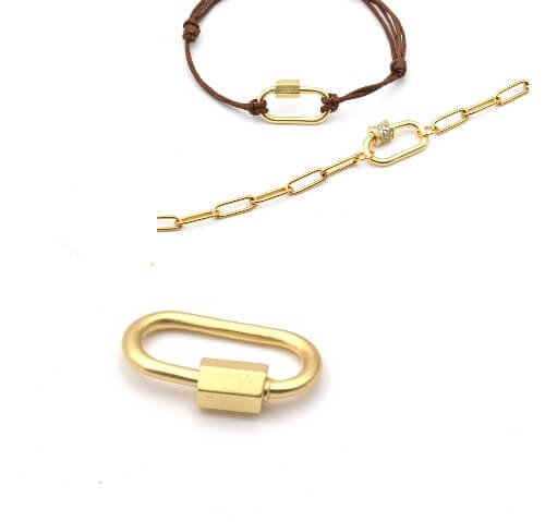 Kaufen Sie Perlen in Deutschland Ovaler Anhänger mit mattgoldener Verbindungsmutter 20x10mm (1)